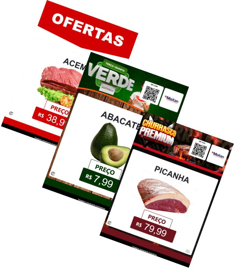 Cartazes automáticos do supermercado